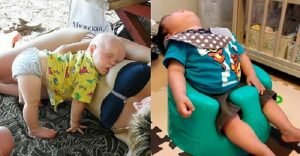 Маленькие дети могут спать в любой позе и в любом месте