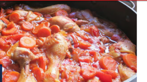 Тушеная курица с овощами и квашеным лимоном