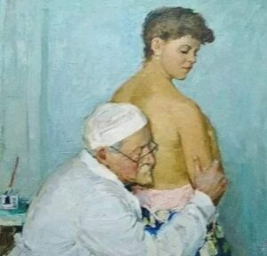 Раньше у доктора не было стетоскопа.